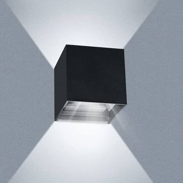 LED Væglampe Indendørs/Udendørs Firkant - Direkte Aluminium Op/Ned Belysning - IP65 Vandafvisende - 3000K Varm Hvid - Sort - 12W