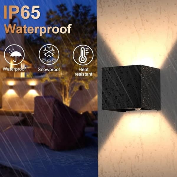 OBOSOE Kubformad LED-vägglampa med rörelsedetektor, 12 W hög/låg varmvit belysning för inomhus/utomhus, IP65 vattenavvisande