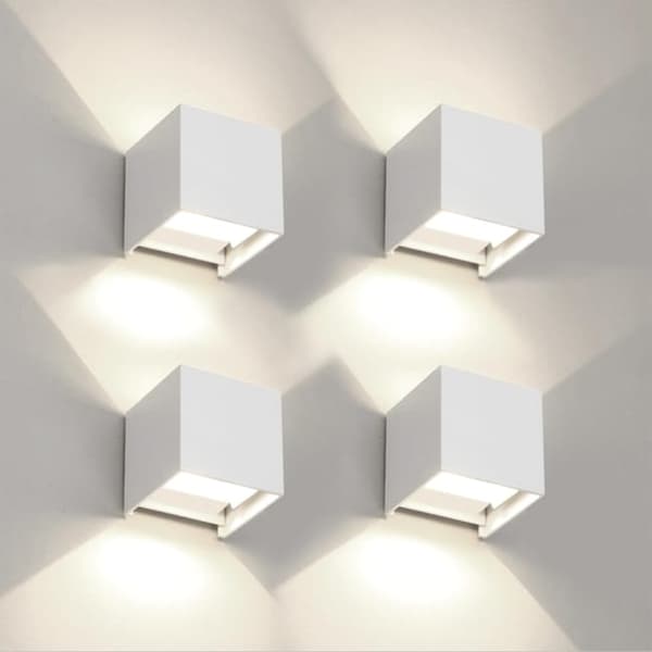 OBOSOE 12W LED-seinävalaisin ulkona, säädettävä valokenttä, IP65 vedenkestävä makuuhuoneisiin, hotelleihin, parvekkeille, käytäviin (valkoinen 3000K)