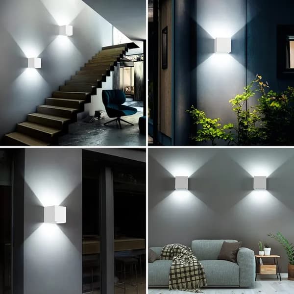OBOSOE 12W LED-seinävalaisin ulkona, säädettävä valokenttä, IP65 vedenkestävä makuuhuoneisiin, hotelleihin, parvekkeille, käytäviin (valkoinen 3000K)