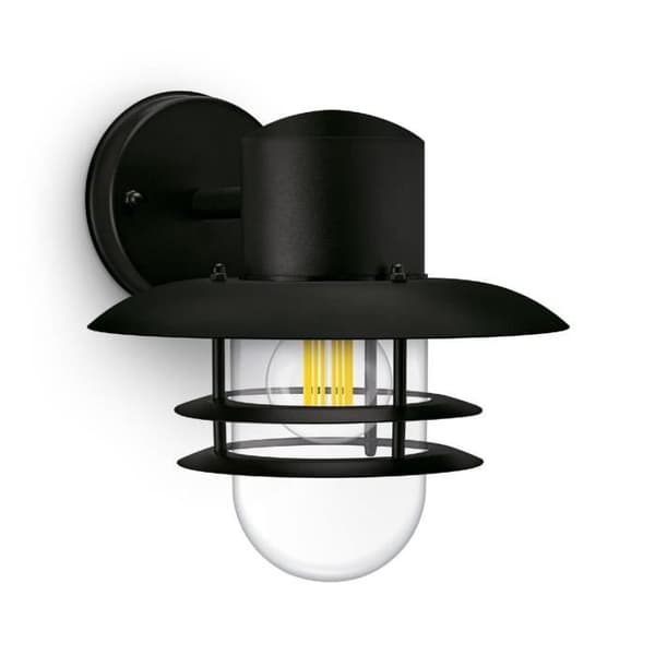 Utomhusvägglampa - Philips - INYMA - E27 - IP44 - Aluminium, Glas - Svart Svart