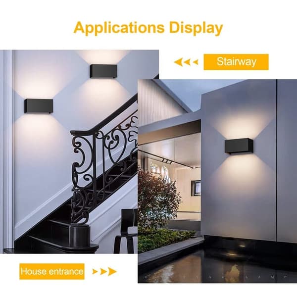 OBOSOE LED Vägglampa 24W, 3000K Varmvitt, IP65 Vattentät, Utomhusbelysning 20x10 cm