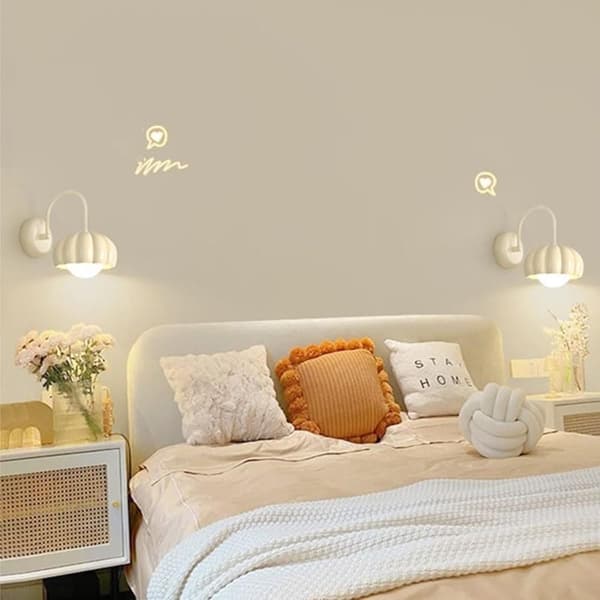 OBOSOE fransk creme stil led væglampe, lys beige, moderne øjenblid væglampe (inkluderer glødelampe)
