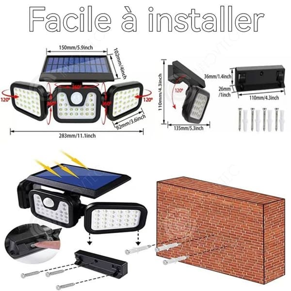 INN Solaire 5W 3.7 V Solcells vägglampa Flexibel och robust belysning, energieffektiv och miljövänlig
