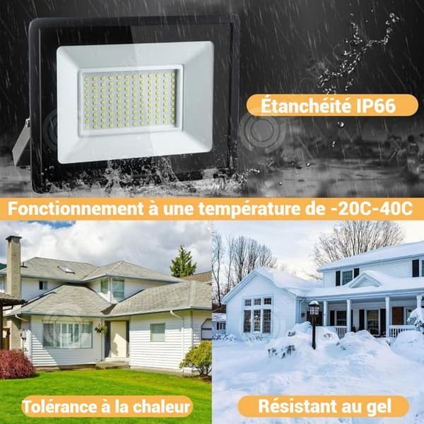 INN Lampe 6500K 100W vägglampa Hög effektivitet och energibesparing Vattentålig och dammtålig Portabel installation