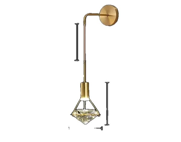 Diamant Krystal Væglampe, Elegant Design, Energi Effektiv LED,3 farver skiftbare, Væglampe-B