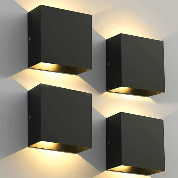 Modern LED Vägglampa, Fyrkantig Design, Varmt Ljus 3000K,svart, Varm vit (2700-3500K), 6W