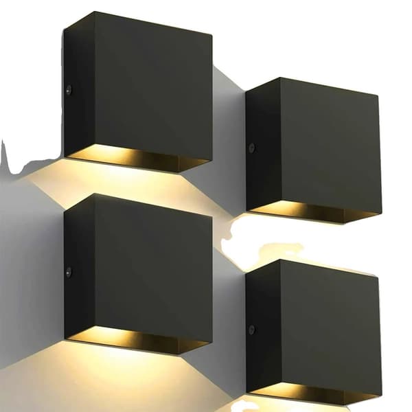 Modern LED Vägglampa, Fyrkantig Design, Varmt Ljus 3000K,svart, Varm vit (2700-3500K), 6W
