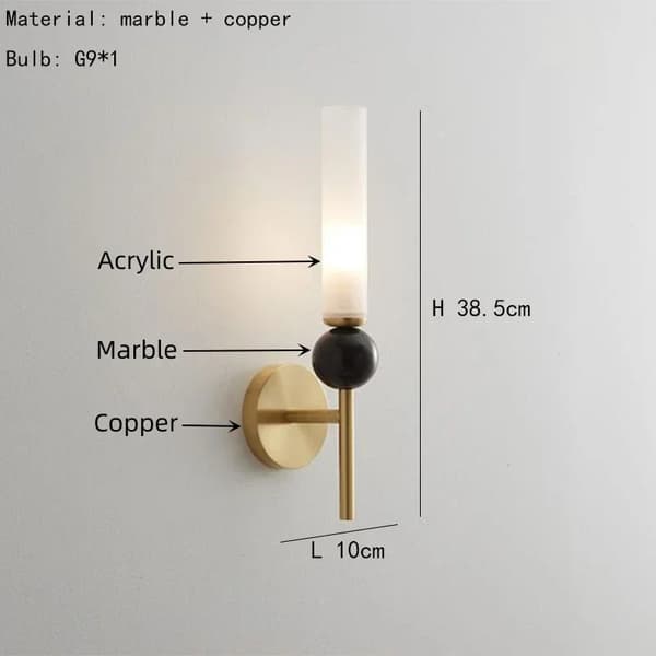 Vägglampa, Modern stil, LED-lampa, Kopparmaterial,Stil A-Guld, varmt ljus