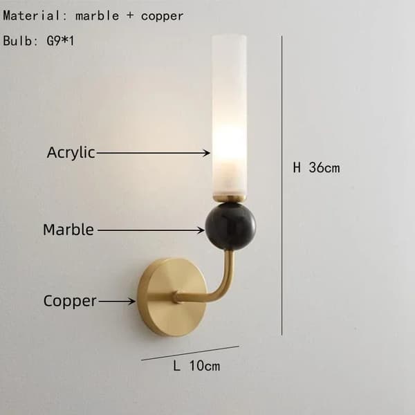 Vägglampa, Modern stil, LED-lampa, Kopparmaterial,varmt ljus, Stil B-Guld
