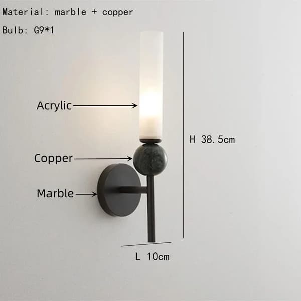Væglampe, moderne stil, LED-pære, kobbermateriale,varmt lys, Stil A-Sort