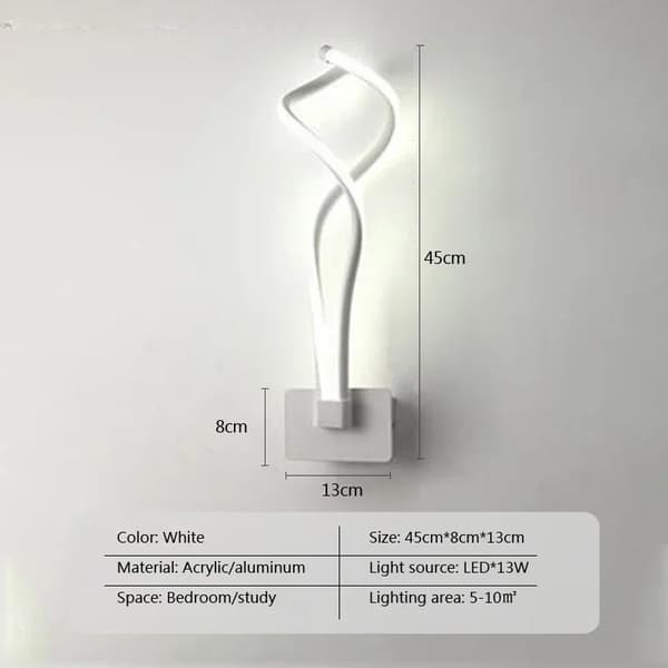 Modern LED Vägglampa, Smidesjärn, Korridor/Sänggavel Design,B-Vit, Vitt ljus