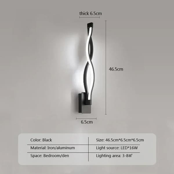 Modern LED Vägglampa, Smidesjärn, Korridor/Sänggavel Design,C-Svart, Vitt ljus