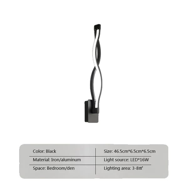 Modern LED Vägglampa, Smidesjärn, Korridor/Sänggavel Design,C-Svart, Vitt ljus