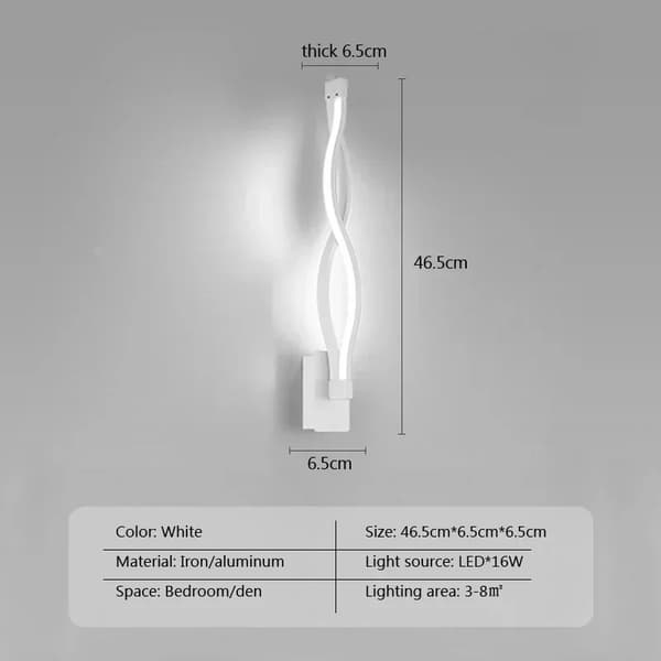 Moderne LED Væglampe, Smedejern, Gang-/Sengehoveddesign,C-Hvid, Hvidt lys