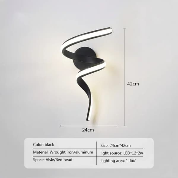 Modern LED Vägglampa, Smidesjärn, Korridor/Sänggavel Design,Vitt ljus, A-Svart