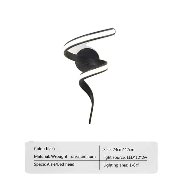 Modern LED Vägglampa, Smidesjärn, Korridor/Sänggavel Design,Vitt ljus, A-Svart