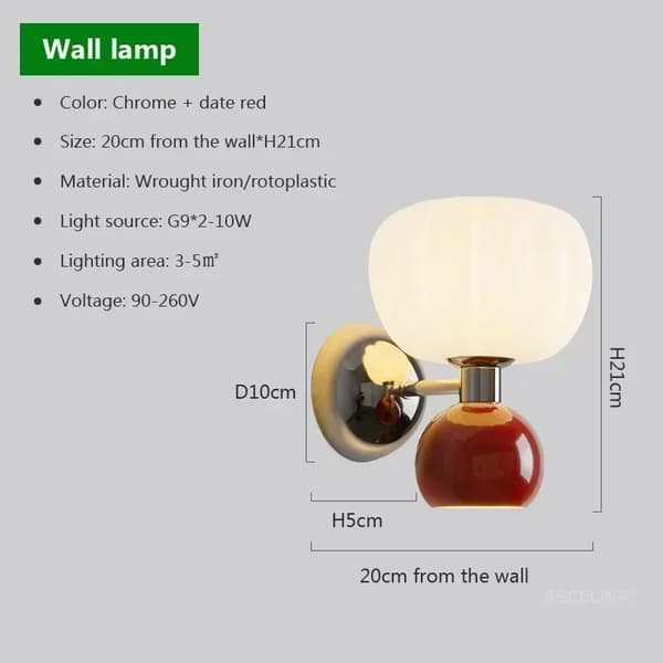 Vägglampa, stilfull pumpaform, energieffektiv belysning,Röd, Trikolor nr RC
