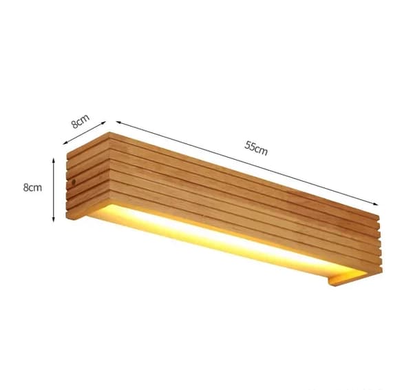Trä Vägglampa, 55 cm Storlek, LED Källa,55 cm, Varm vit (2700-3500K)