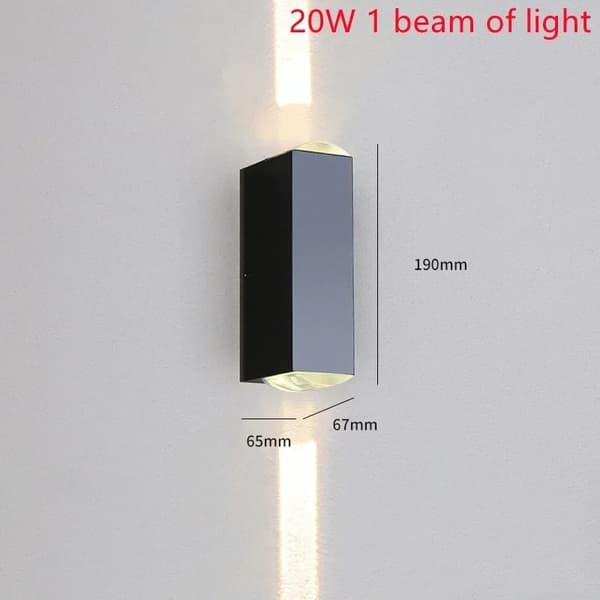 LED Vägglampa, 20W Effekt, Modern Aluminiumdesign,20W, varmt ljus