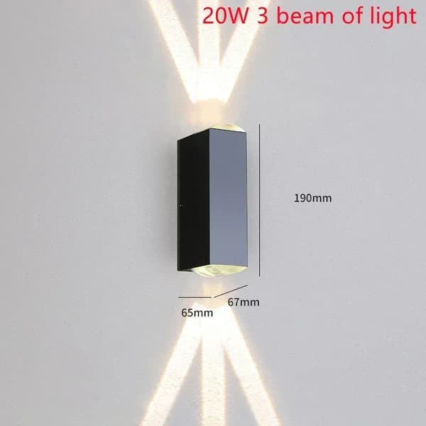 LED Væglampe, 20W Effekt, Moderne Aluminium Design,varmt lys, 20W 3 Lysstråle