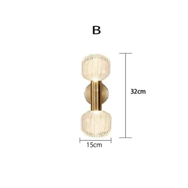 Modernit LED-seinävalaisimet, messinkipinnoite, kirkkaat lasivarjostimet,B, Kylmä valkoinen(5500-7000K)