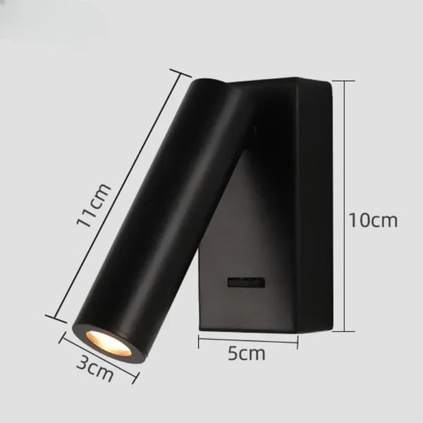 Modern vägglampa, 3W energieffektiv LED, justerbar vinkeldesign,3W varm ljus, svart-B