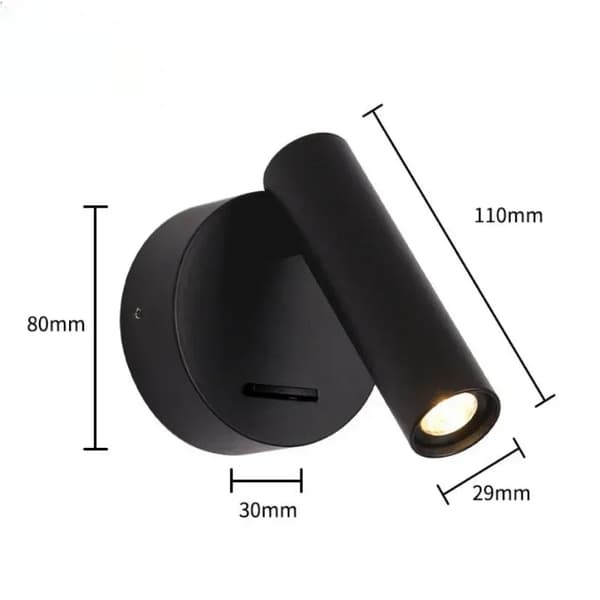 Modern vägglampa, 3W energieffektiv LED, justerbar vinkeldesign,3W varm ljus, svart-A