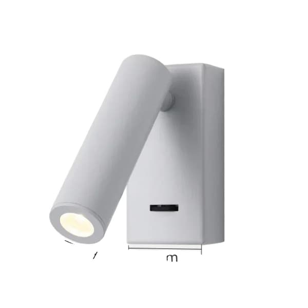 Modern vägglampa, 3W energieffektiv LED, justerbar vinkeldesign,3W varm ljus, vit-B