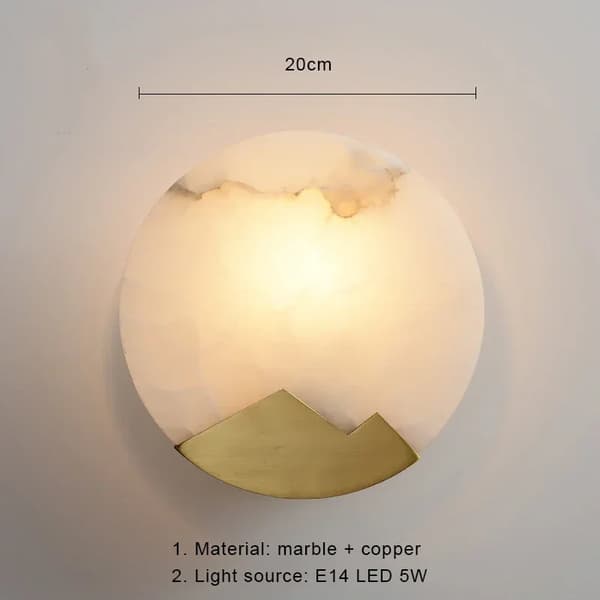 Postmodern vägglampa, 20 cm storlek, design i guldmarmor,20 cm Guld, Varm vit (2700-3500K)