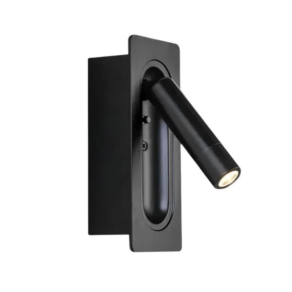 LED Vägglampa, Justerbar Infälld Design, Energibesparande,Svart, Varmt ljus 3000K, 3W