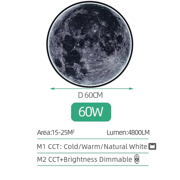 Månlampa, dimbar, 60W, fjärrkontroll,60CM