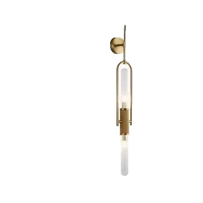 Art Deco Væglampe, Klar Glas Skærm, G9 Pære, Væghængt,A-Guld-85cm, Varmt lys