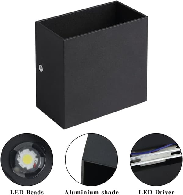 Bomclap moderni neliönmuotoinen seinävalaisin, irrotettava LED-valaistus, valkoinen valo, 10×10×5cm (musta kuori)