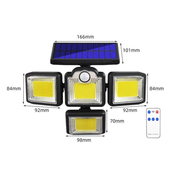 OBOSOE Outdoor Solar Lamp, turvalamppu 192 LED-valolla ja liiketunnistimella ulkokäyttöön, vedenpitävä aurinkolamppu
