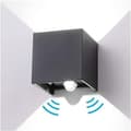 Miniatyrbillede 1 af 5: Bomclap udendørs LED Cube væglampe med bevægelsessensor, justerbar lysvinkel, IP65 vandafvisende, kold hvid 3000K (sort, 12W)