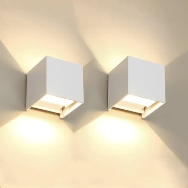 Bomclap Vägglampa utomhus/inomhus LED 12W IP65 – 2-pack vägglampor 3000K varmvit