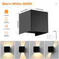 Miniatyrbild 3 av 5: Bomclap Vägglampa utomhus/inomhus LED 12W IP65 – 2-pack vägglampor 3000K varmvit