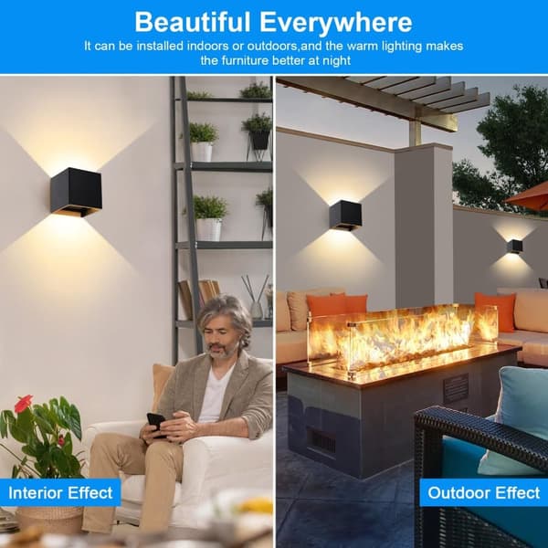 Bomclap Vägglampa utomhus/inomhus LED 12W IP65 – 2-pack vägglampor 3000K varmvit