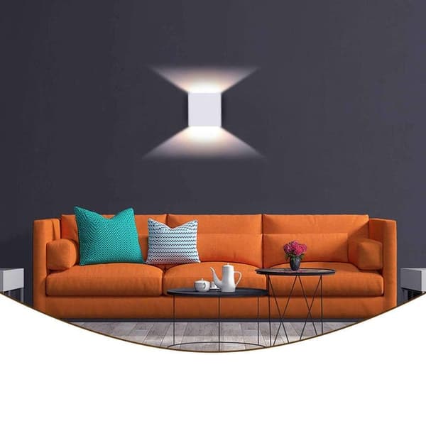 OBOSOE 4stk LED Væglamper Indendørs 10x10cm, Dæmpbar Varm Hvid, Moderne Design Hvid Uden Afbryder
