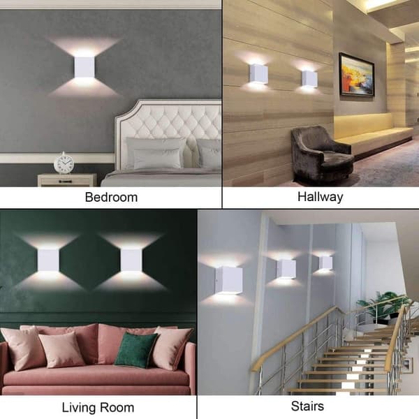OBOSOE 4stk LED Væglamper Indendørs 10x10cm, Dæmpbar Varm Hvid, Moderne Design Hvid Uden Afbryder