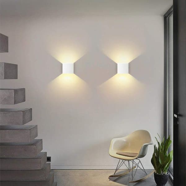 OBOSOE 4stk LED Væglamper Indendørs 10x10cm, Dæmpbar Varm Hvid, Moderne Design Hvid Uden Afbryder