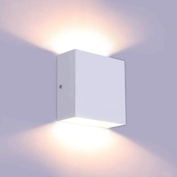 OBOSOE 4stk LED Væglamper Indendørs 10x10cm, Dæmpbar Varm Hvid, Moderne Design Hvid Uden Afbryder