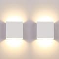 Miniatyrbillede 10 af 10: OBOSOE 4stk LED Væglamper Indendørs 10x10cm, Dæmpbar Varm Hvid, Moderne Design Hvid Uden Afbryder