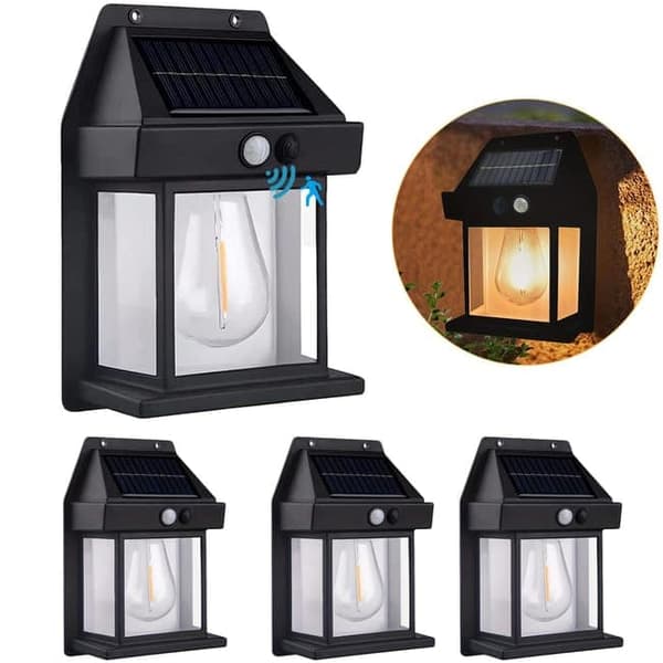 OBOSOE Solvägglampor med Rörelsesensor, 8-pack Trådlösa LED Utomhuslampor med 3 lägen Svart 4PCS
