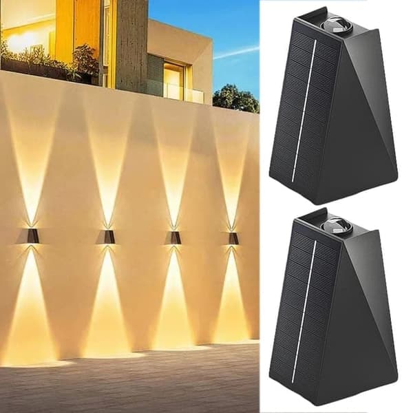 Bomclap 4 Pack ulkokäyttöön tarkoitetut aurinkoseinävalaisimet, seinävalaisin ylösalaisin LED-valot hämärätunnistimella Warm White 2pcs