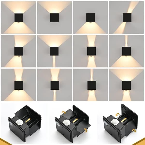 Bomclap 4x Vägglampor med Rörelsesensor, 12W, IP65, Varmvitt, För Inomhus/Utomhusbruk