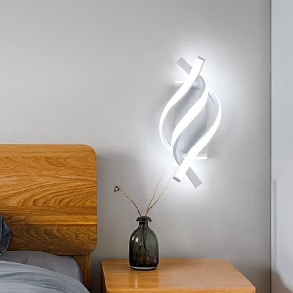 Bomclap spiralformad vägglampa i aluminium, LED inomhusbelysning, kallvitt 6000K, modern design