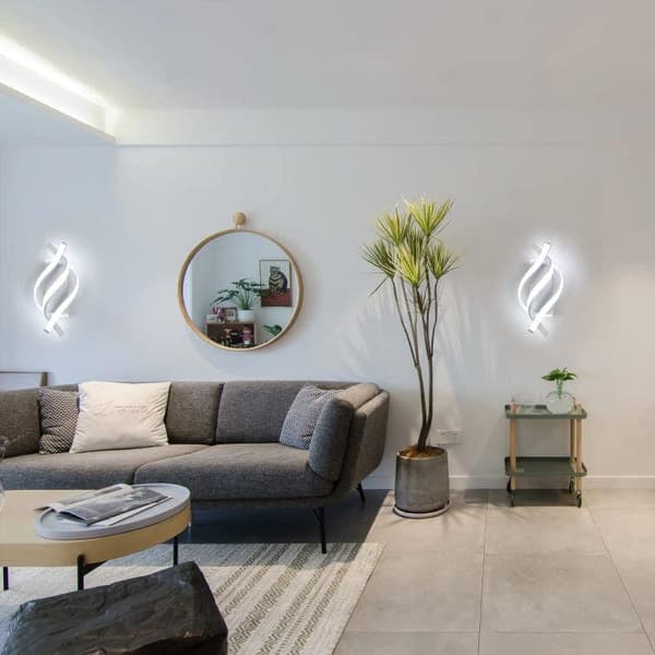 Bomclap spiralformad vägglampa i aluminium, LED inomhusbelysning, kallvitt 6000K, modern design