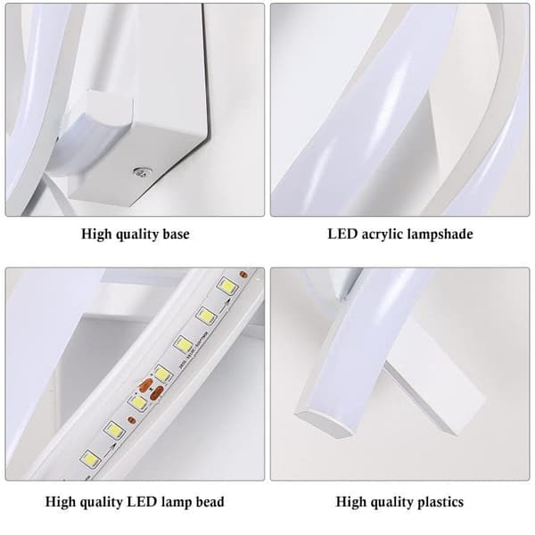 Bomclap spiralformad vägglampa i aluminium, LED inomhusbelysning, kallvitt 6000K, modern design